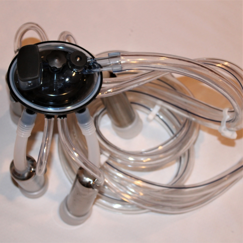 Cow Milker Component: Claw Cluster w/5ft Silicone Milk Hose+Double Pulsation line hose, Part Replacement